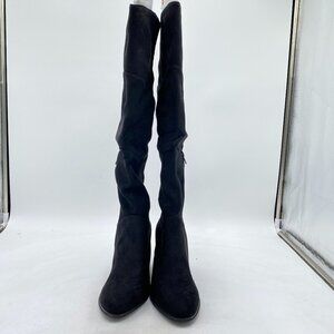 Black Comfortable Side Zipper Wedge High Heel Point Toe Fancy Ladies Boot